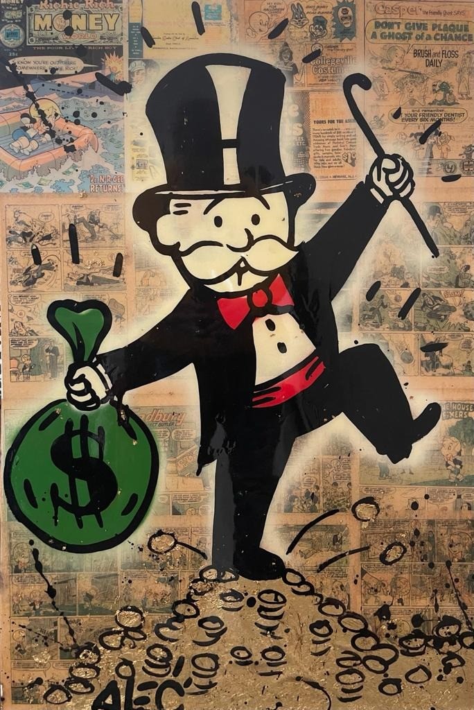Monops on Gold Coins by Alec Monopoly