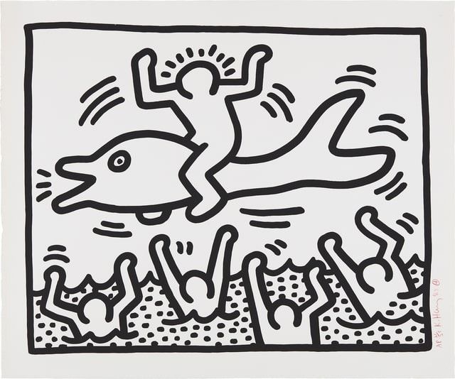 Untitled (Man on Dolphin) by Keith Haring