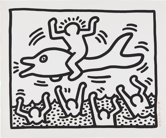 Untitled (Man on Dolphin) by Keith Haring