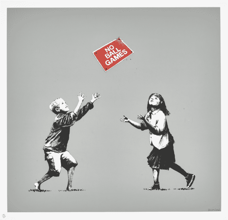 No Ball Games (Grey) (Signed) - Banksy