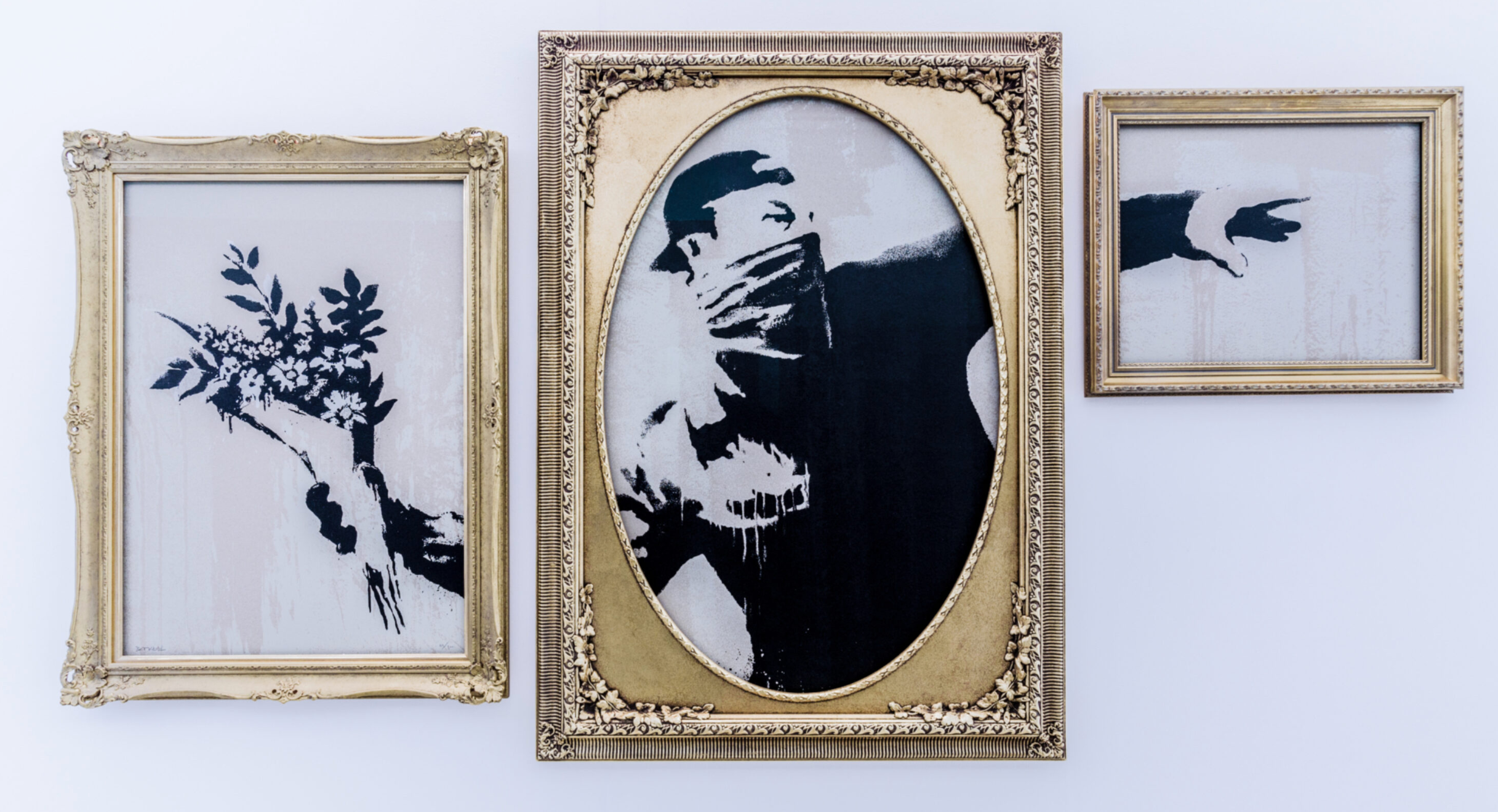 Flower Thrower Triptych by Banksy
