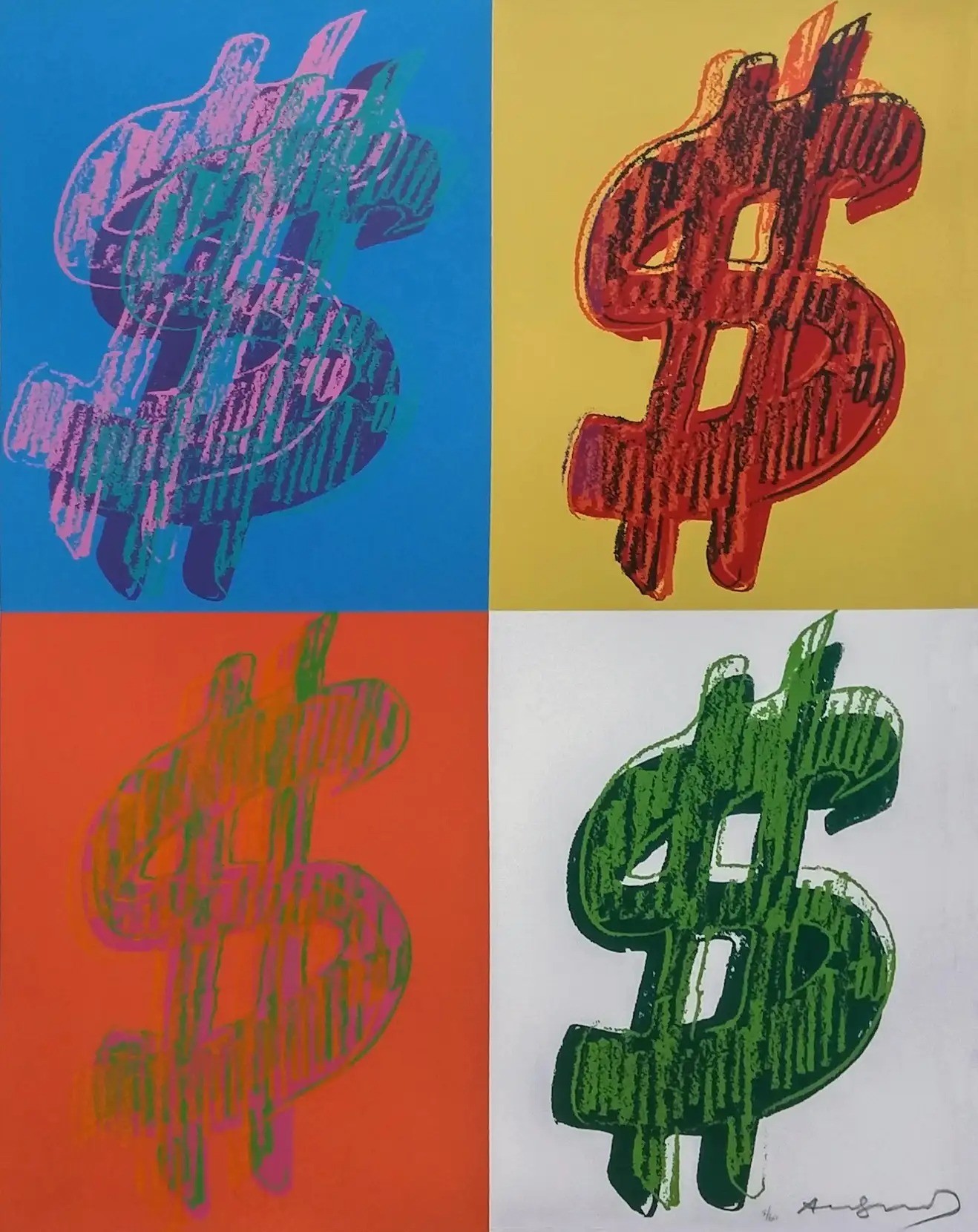 Dollar Sign 284 Quad by Andy Warhol
