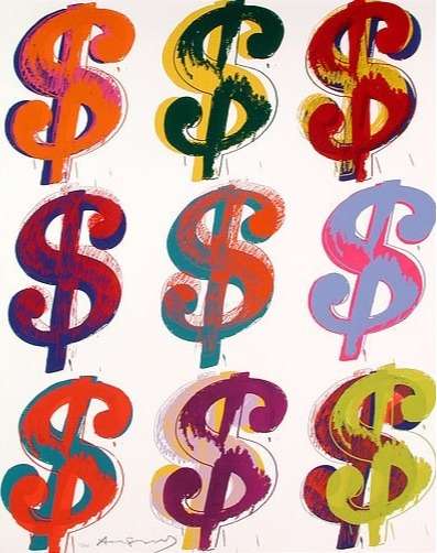 White Nine Dollar Signs by Andy Warhol