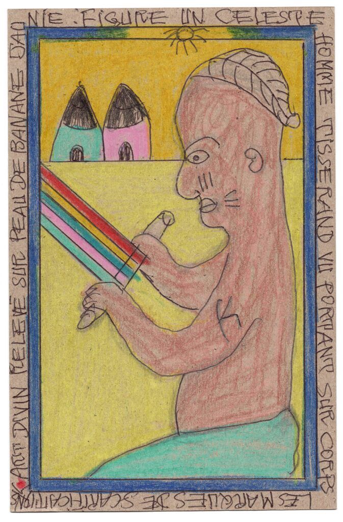 Art divin relevé sur peau de banane jaune by Frédéric  Bruly Bouabré
