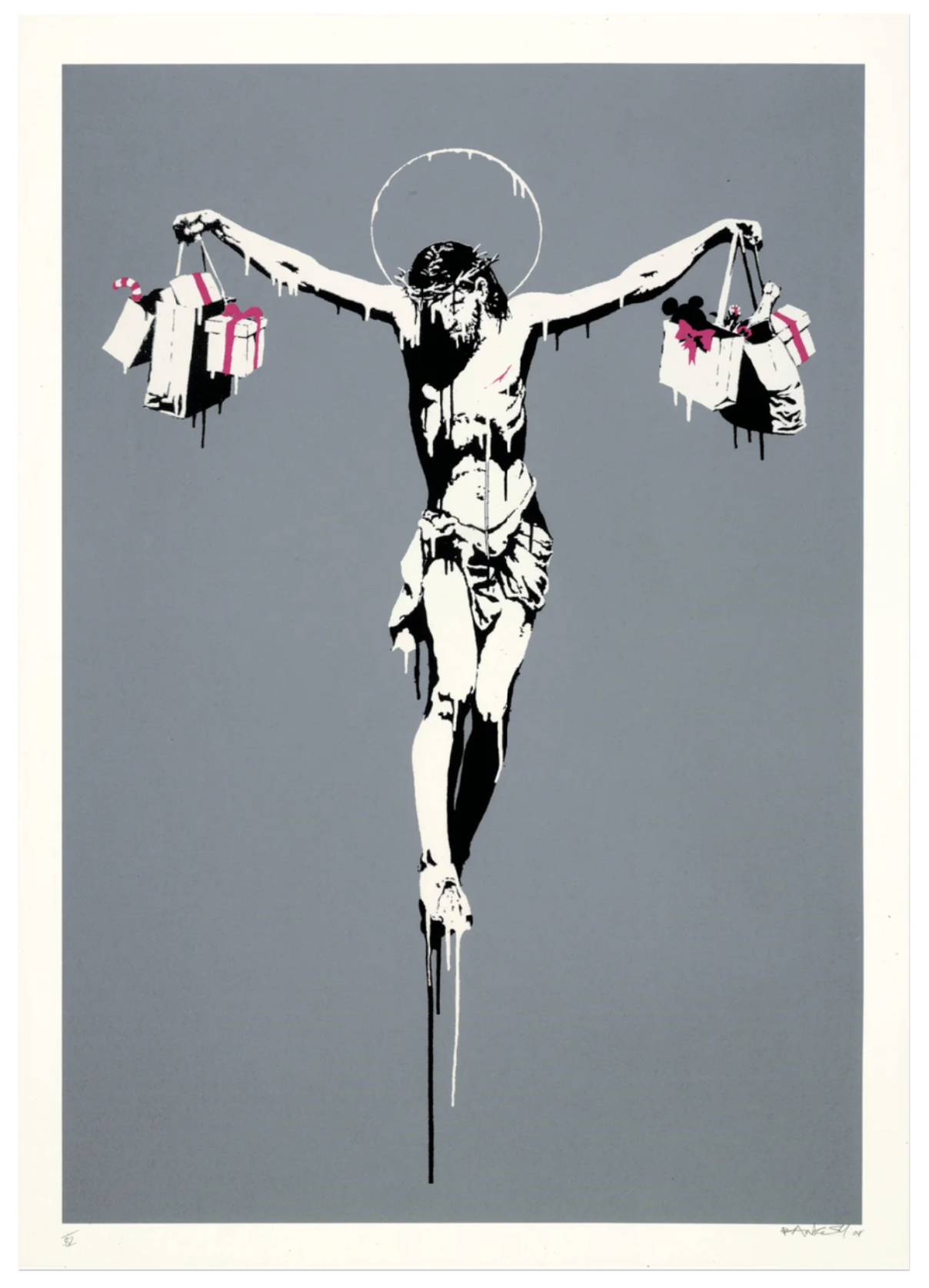 CHRIST WITH SHOPPING BAGS (SIGNED) by Banksy