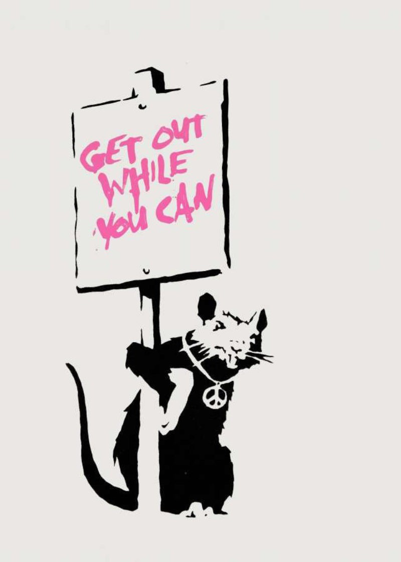 Get Out While You Can (Pink) by Banksy