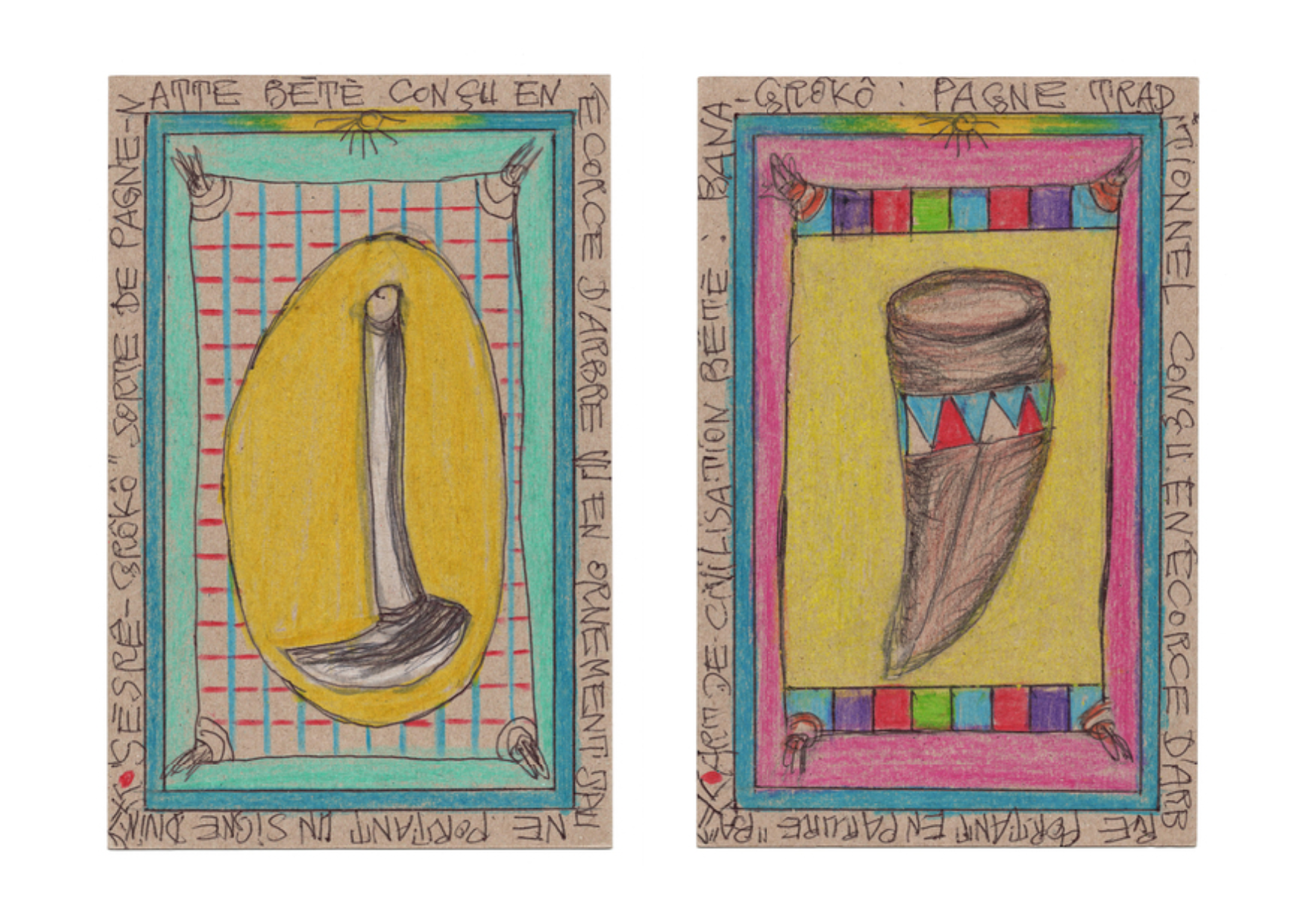 Natte bété conçu en ecorce d' arbre & Art de civilisation bête : bana - groko : pagne traditionnel by Frédéric  Bruly Bouabré