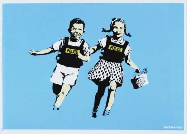 Jack and Jill (Police Kids) (Unsigned) by Banksy