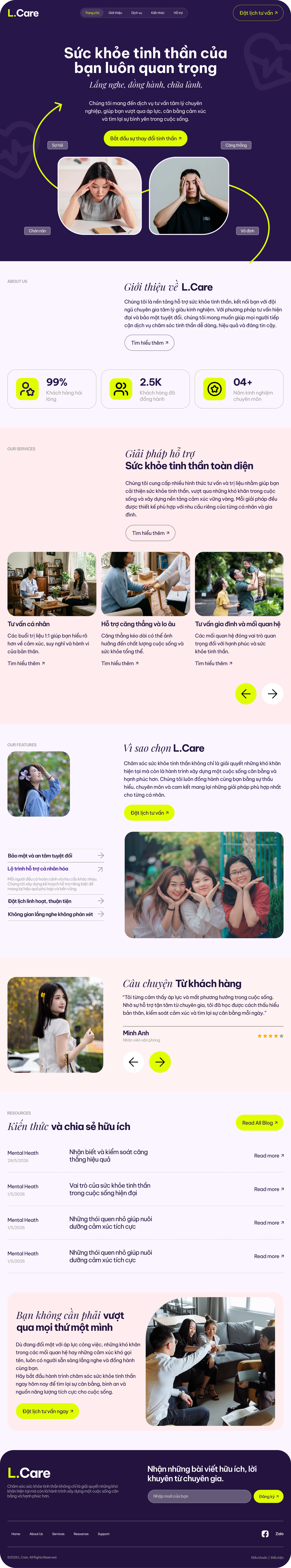 Thiết kế website & landing page dịch vụ chăm sóc sức kh​​​​​​​ỏe tinh thần detail