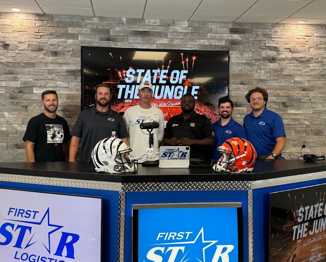 Bengals media personalities gathered on a studio set