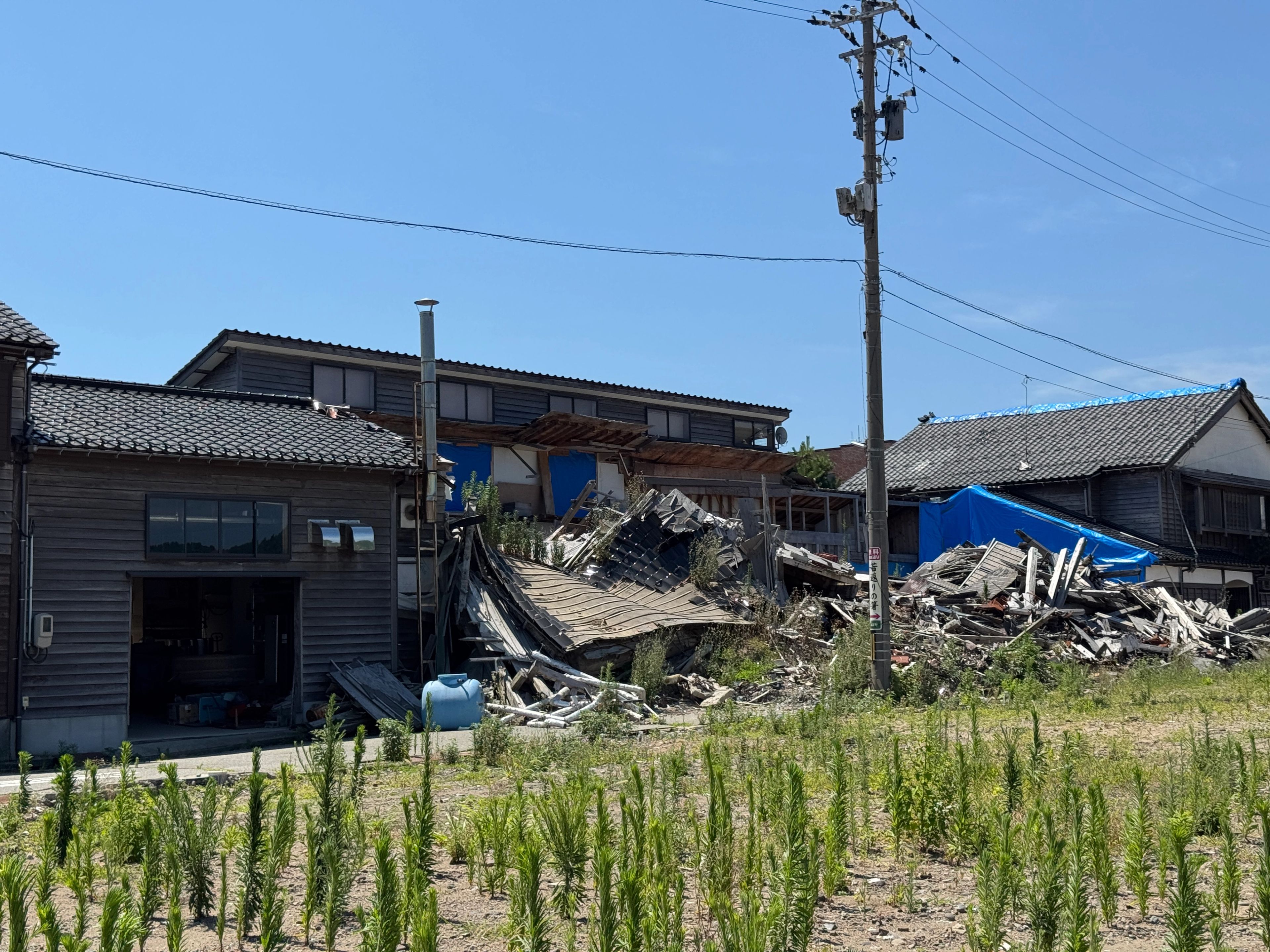 Houses in Wajima, destroyed by the earthquake 
