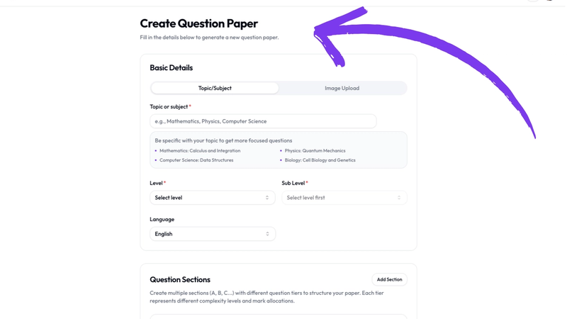 Question Paper Generator Page