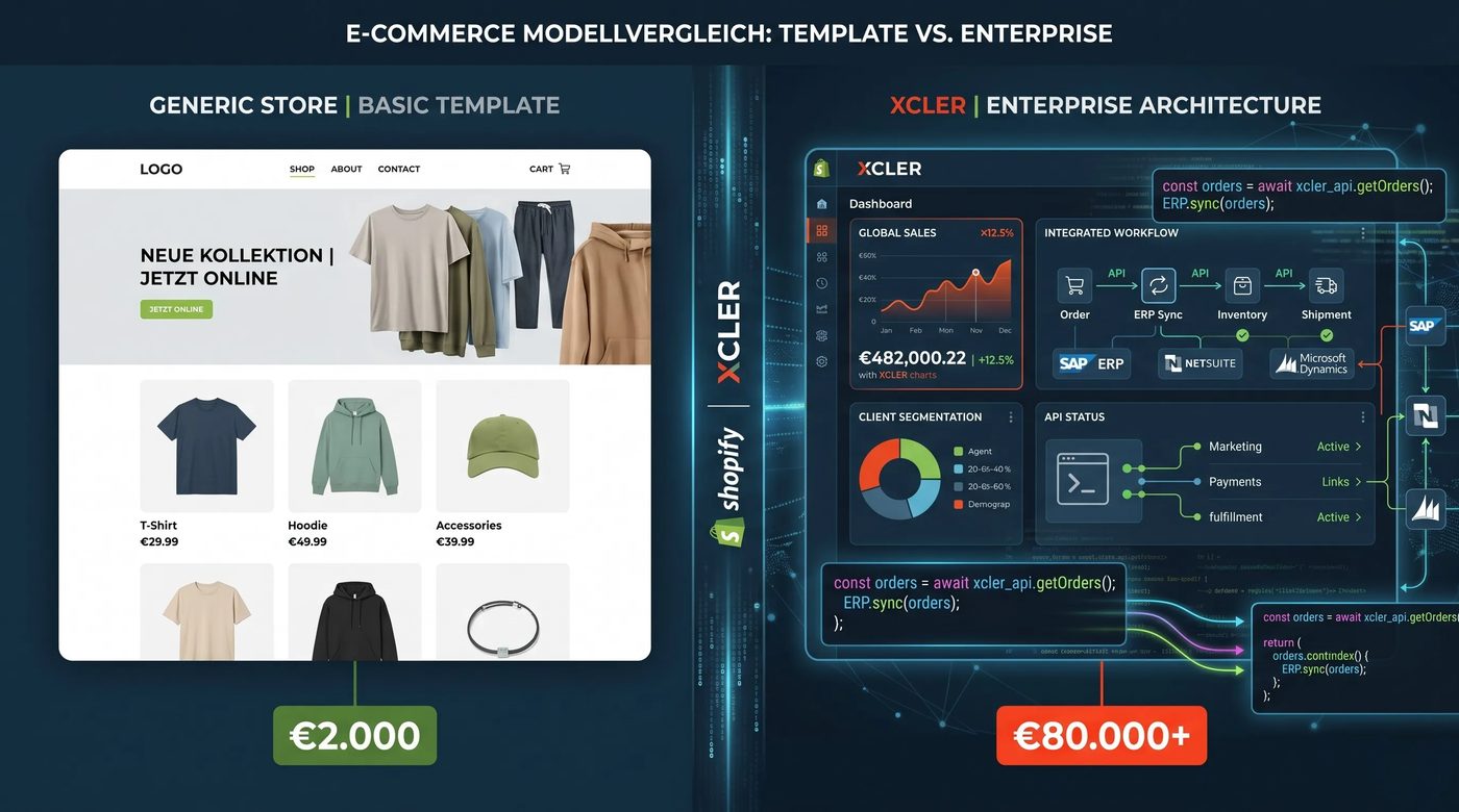 Shopify store development cost comparison — standard template vs. enterprise headless architecture