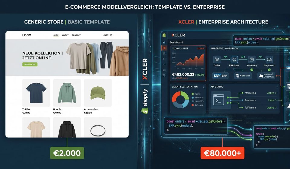 Shopify Shop erstellen lassen Kosten – Vergleich Standard vs. Enterprise Architektur