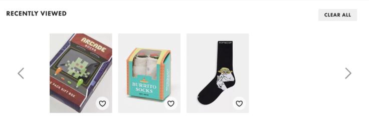 "Recently Viewed" feature from the Asos.com website