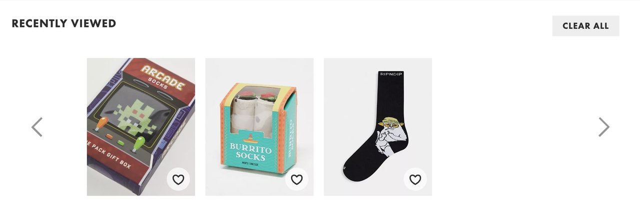 "Recently Viewed" feature from the Asos.com website