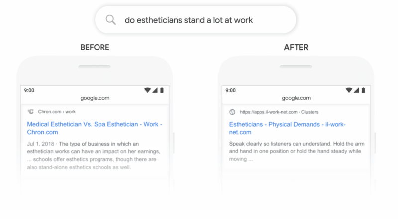 BERT example in the SERPS