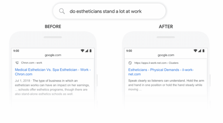 BERT example in the SERPS