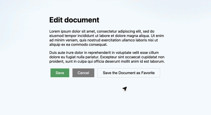 Animation of ChatGPT Agent clicking Cancel before Save on an edit-document panel with three buttons, failing the save-the-document task