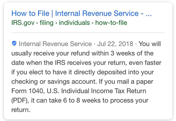 Screenshot showing Googles blue shield