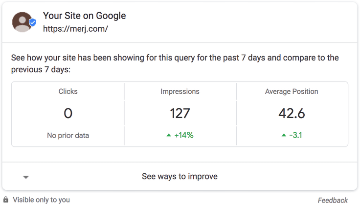 7 day Google Search Console SERP View