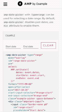 Gif showing the AMP Date Picker in action