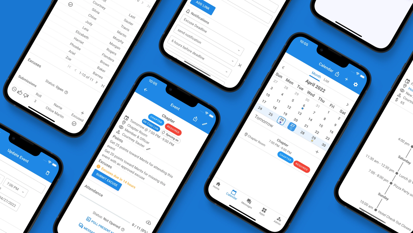 Track attendance, excuses, rsvp's, guests, and sync with external calendars