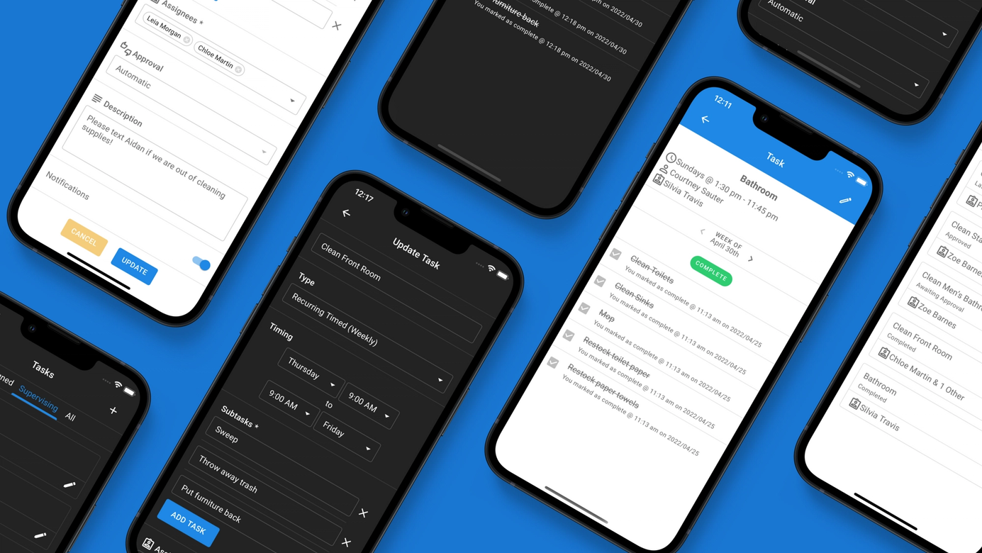Create weekly tasks with checklists, notifications, and manual or automatic approval