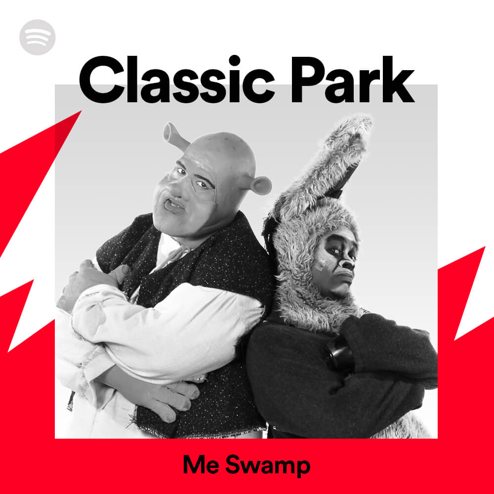 A playlist cover reading "Classic Park", with an image of the live action Shrek and Donkey in the center.