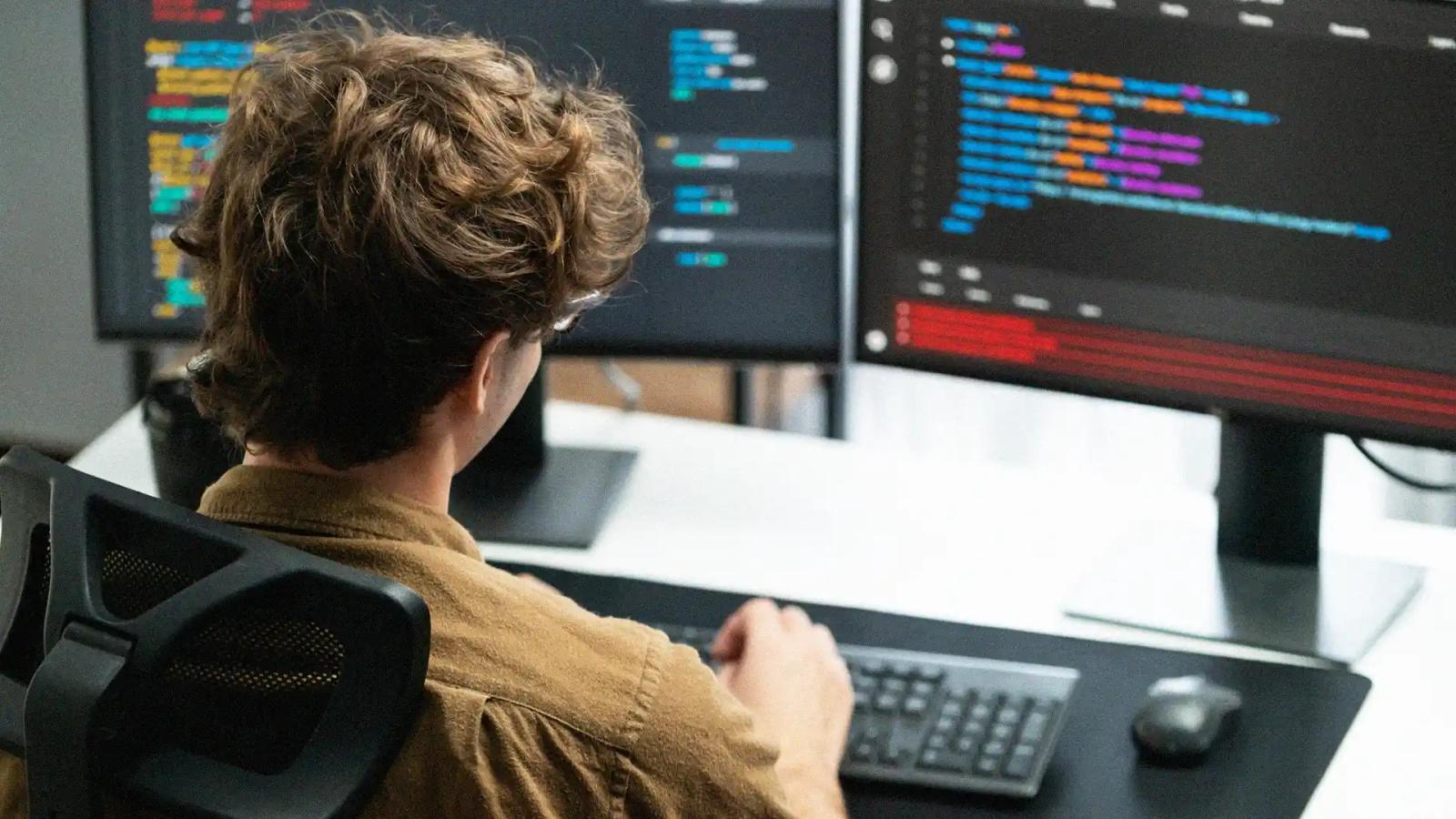 Someone writing code for web development