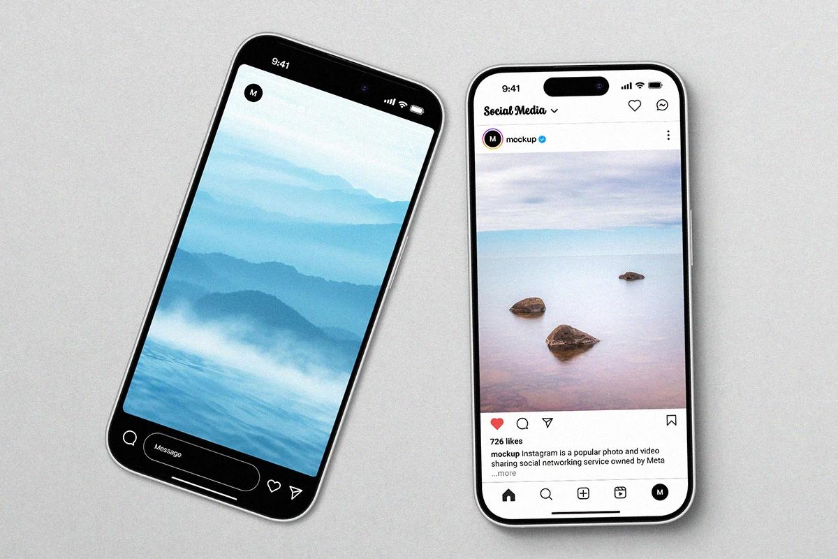 Phones with social media apps open