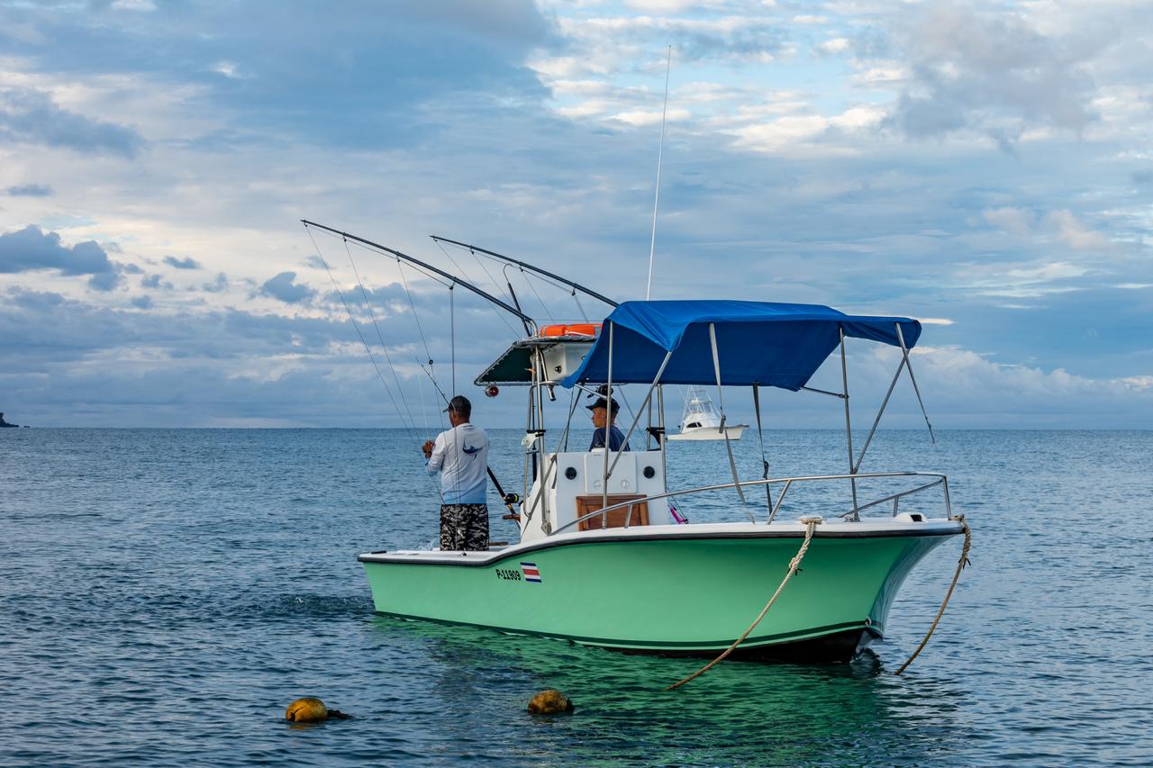 26-foot Fish Hunter sportfishing boat in Herradura Bay near Los Sueños, Costa Rica.