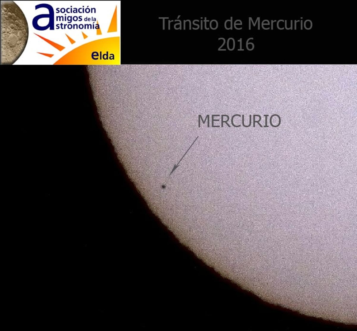 Fotografía de la actividad: Los Amigos de la Astronomía de Elda, logran captar imágenes del tránsito del planeta Mercurio por delante del Sol.