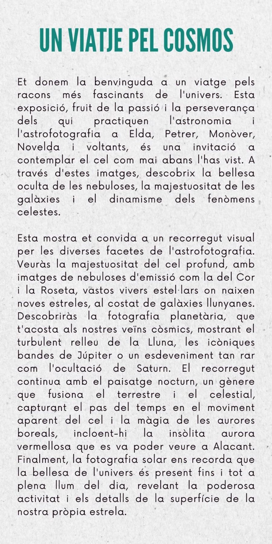 Fotografía de la actividad: Monóvar abre su cielo con la primera exposición de ASTROFOTOGRAFÍA (1)