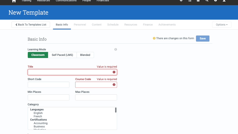 GIF showing how to create courses using the Administrate and Docebo integration.
