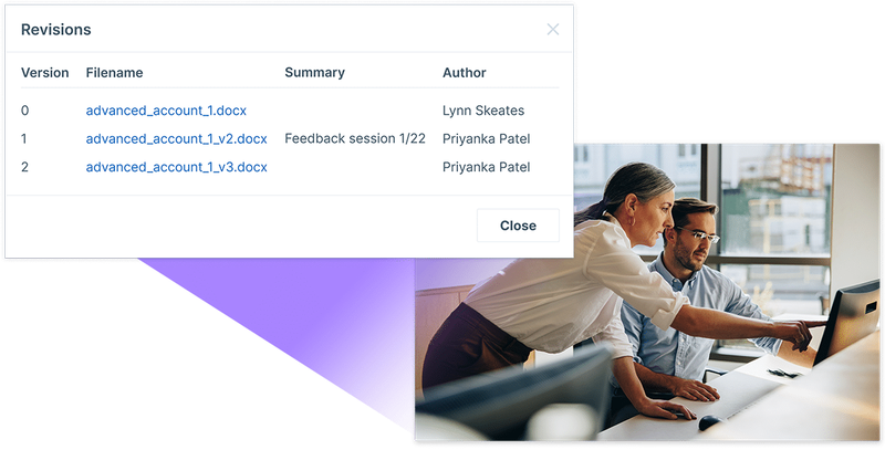 Training Team checking on revisions of a single doc