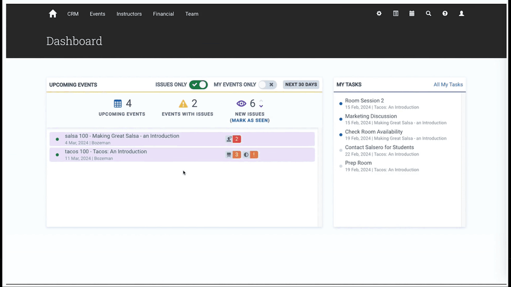 GIF showing dashboard walkthrough in Administrate