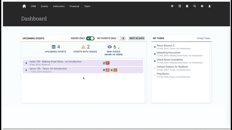 GIF showing dashboard walkthrough in Administrate