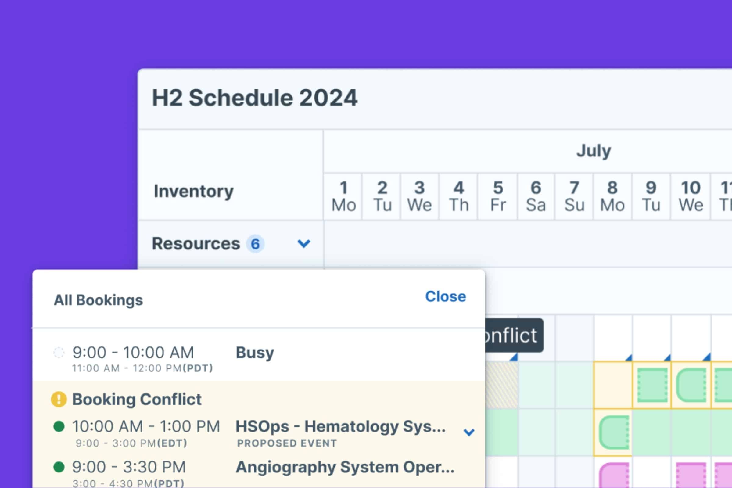 Screenshots of the UI of Administrate's Scheduler feature.