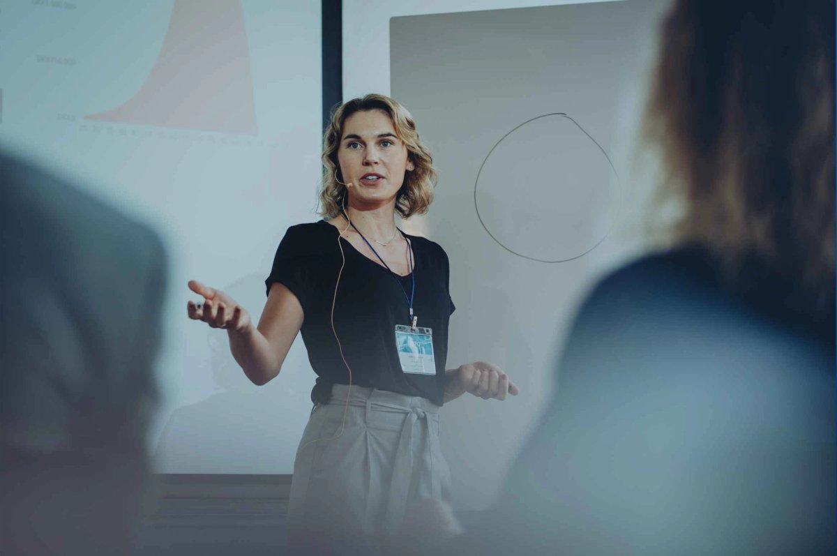 training manager gives a presentation