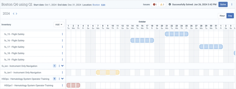 A screenshot of Scheduler solving a plan.