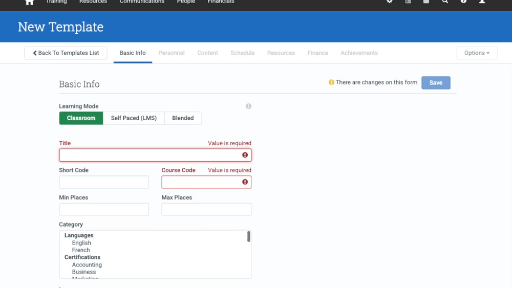 GIF showing how to create courses using the Administrate and Docebo integration.