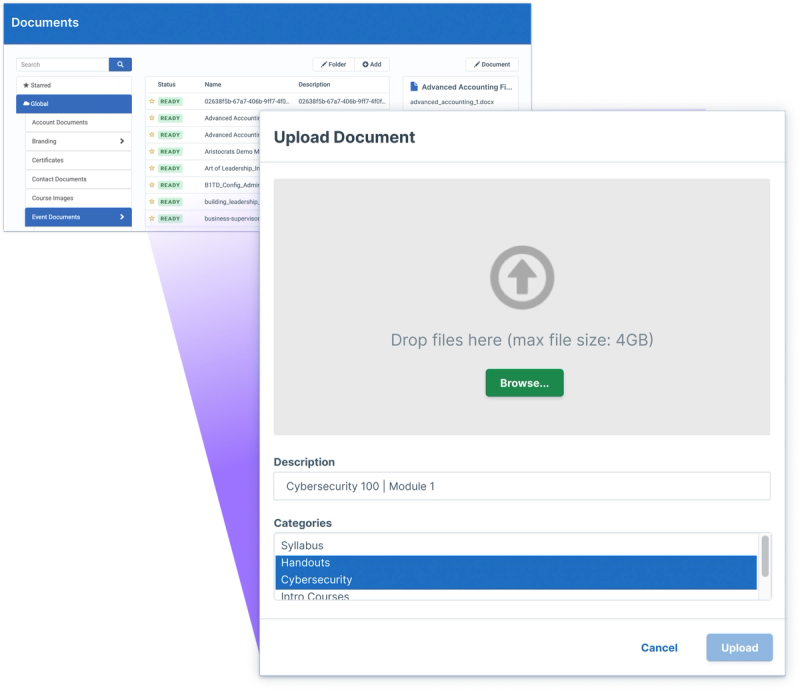 Uploading documents to DMS
