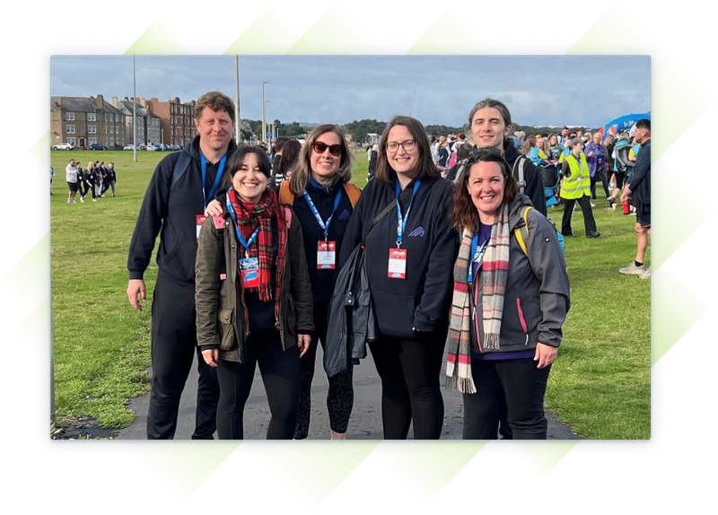 Group of coworkers participating in a charity event.