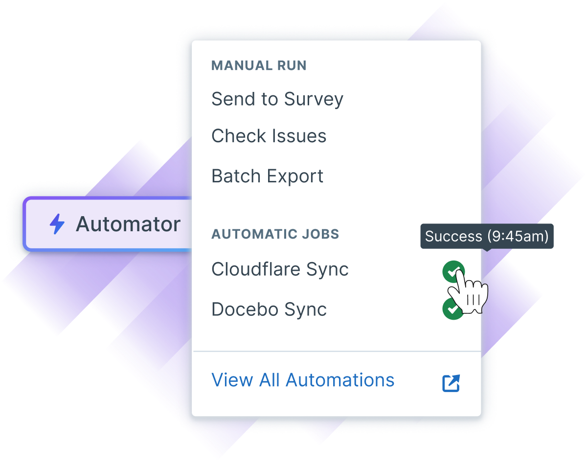 Automator button getting clicked as the user is able to see that a job was recently completed.