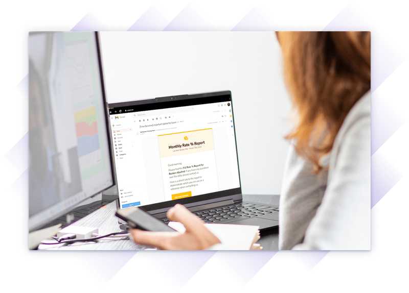 Image of a report sent from Administrate being viewed by a professional at their desk.