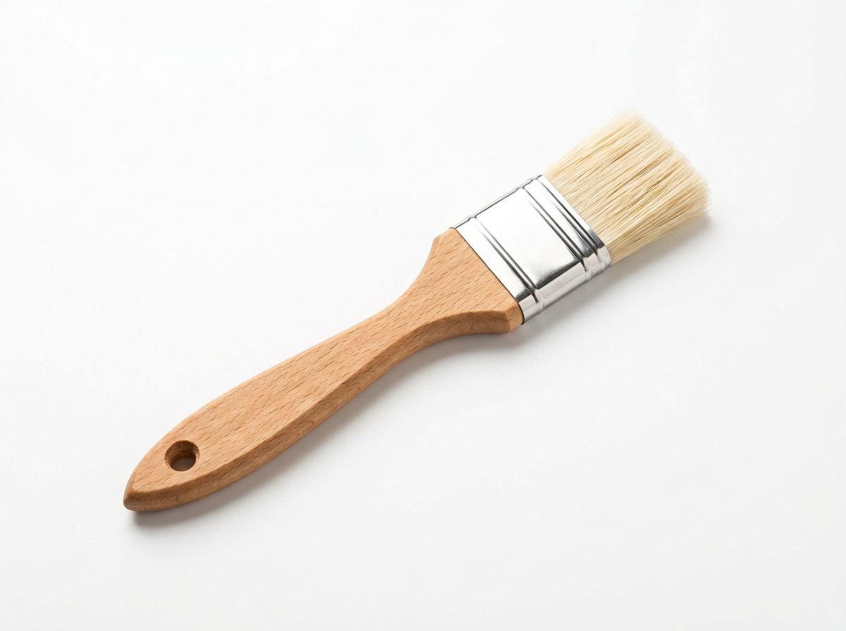 Flat pastry brush with a beechwood handle, steel ferrule and natural cream bristles