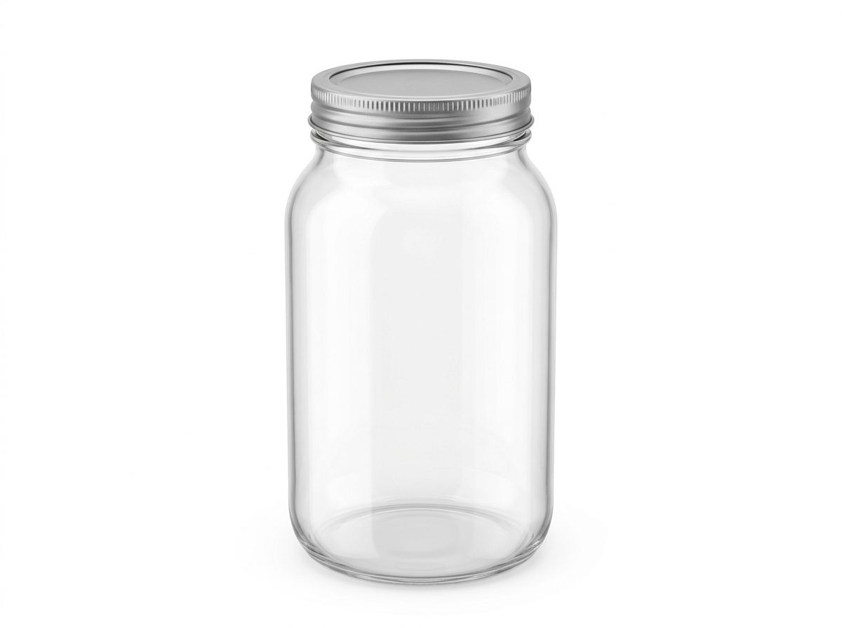 Wide-mouth 2-quart glass jar with a metal screw lid