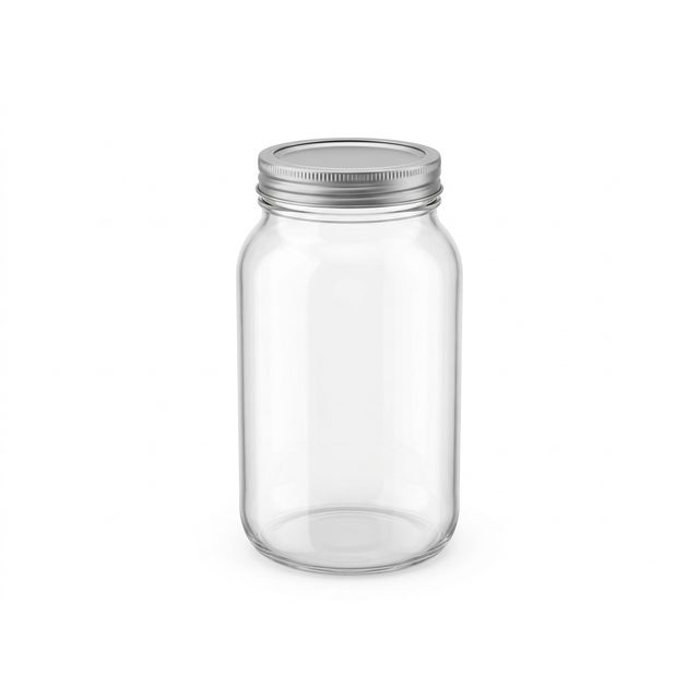 Wide-mouth 2-quart glass jar with a metal screw lid