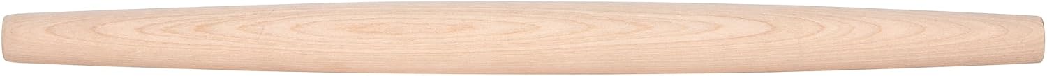 Handle-free maple rolling pin tapered towards both ends
